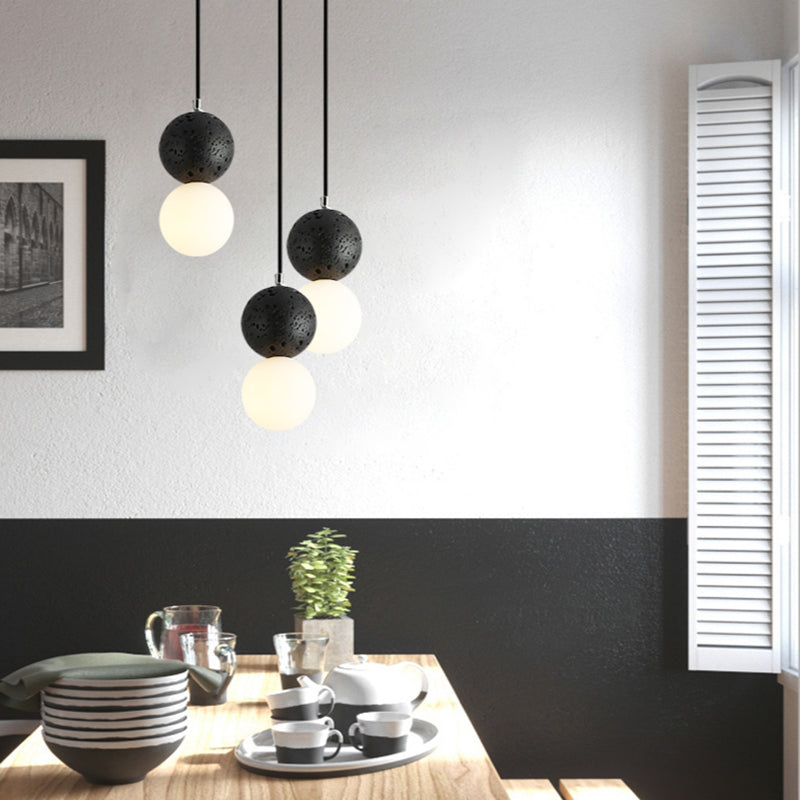 Aurora Kleine LED Hanglampen - Modern Design met Zwart en Wit Glas voor Eettafel en Keuken