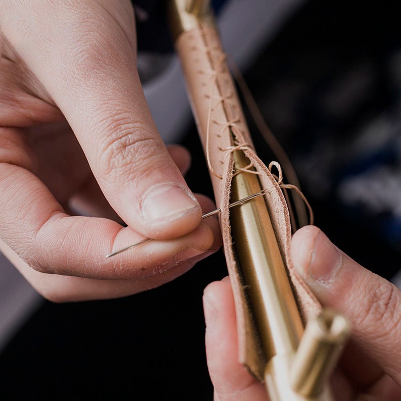 Messing Massief Lederen Handgemaakte Kastgrepen Ladeknoppen