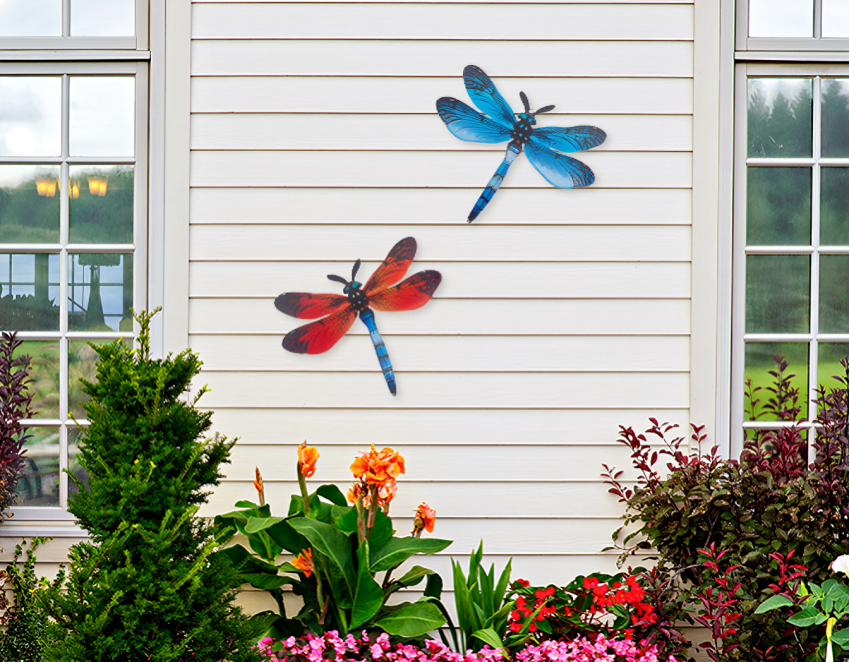 Levendige Metalen Libelle Muurdecoratie - Duurzaam en Uniek voor Tuinen en Huizen - Perfect Cadeau voor Elke Gelegenheid