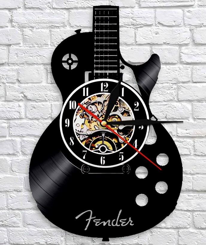 Unieke Gitaar Vinylplaat Wandklok - Creatief Ontwerp voor Muziekliefhebbers