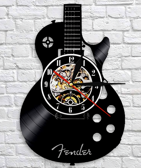 Unieke Gitaar Vinylplaat Wandklok - Creatief Ontwerp voor Muziekliefhebbers
