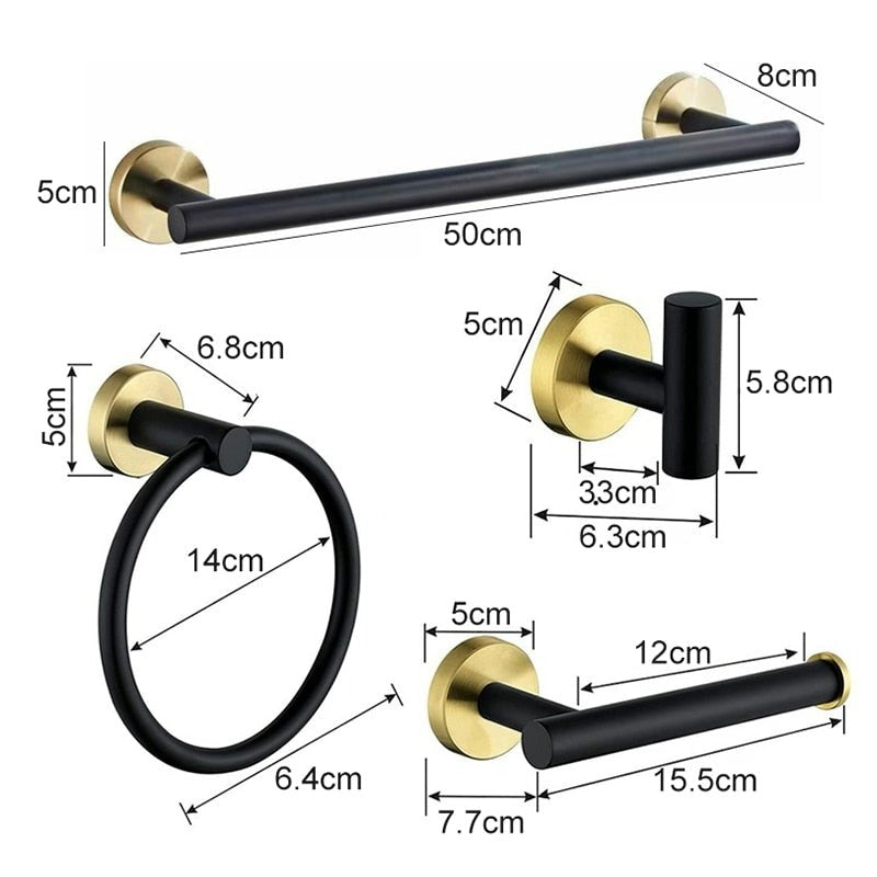 Zwart & Goud Badkamer Hardware Set