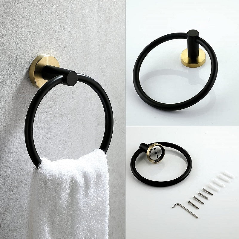 Zwart & Goud Badkamer Hardware Set