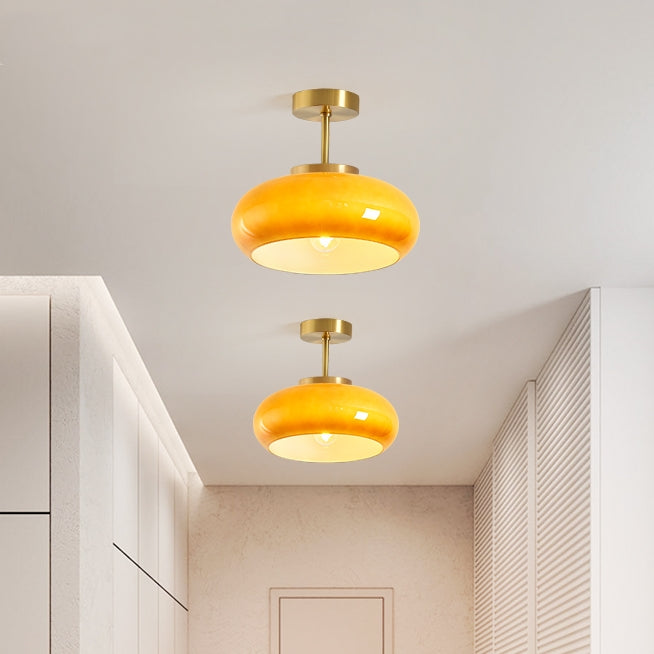 Retro Amber Ronde Glazen Plafondlamp