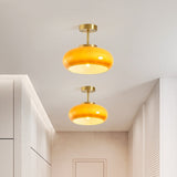 Retro Amber Ronde Glazen Plafondlamp