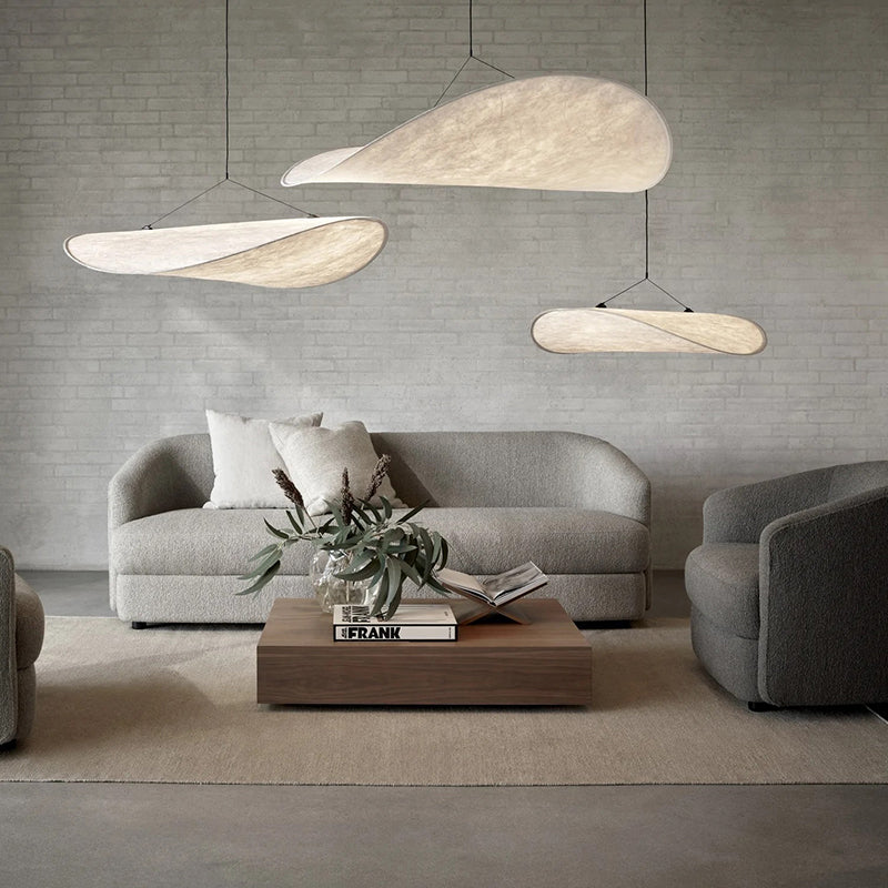 LunaLux - Moderne LED Hanglamp in Wit Metaal en Kunstzijde voor Slaapkamer en Woonkamer