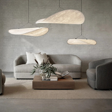 LunaLux - Moderne LED Hanglamp in Wit Metaal en Kunstzijde voor Slaapkamer en Woonkamer