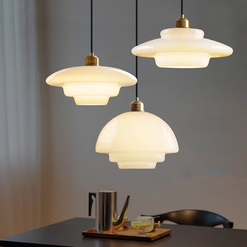 Mid Century Art Melkwit Glazen Hanglamp