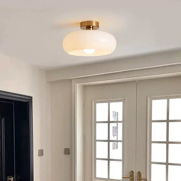 Retro Amber Ronde Glazen Plafondlamp