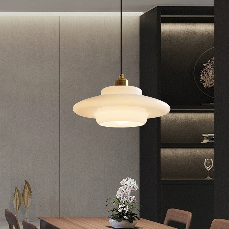 Mid Century Art Melkwit Glazen Hanglamp