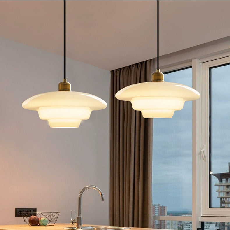 Mid Century Art Melkwit Glazen Hanglamp