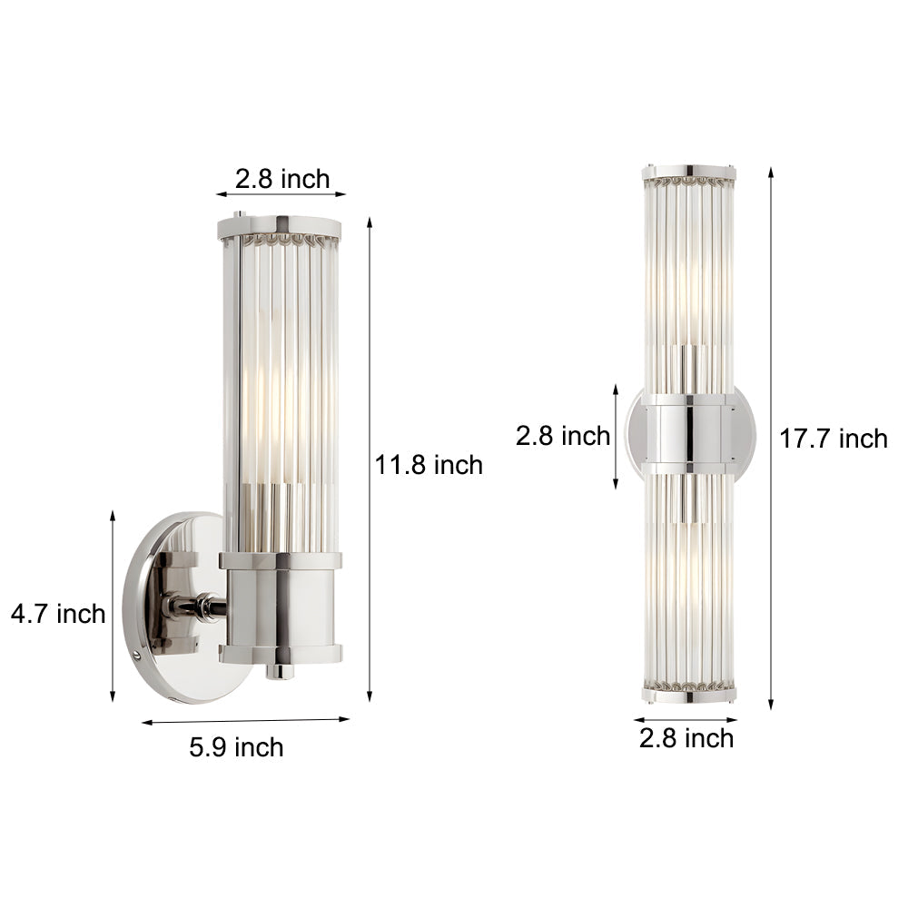 Moderne Wandlamp Cilindrisch Glas 1/2-Lichts Goud/Chroom - LED Sfeerverlichting voor Woonkamer & Slaapkamer