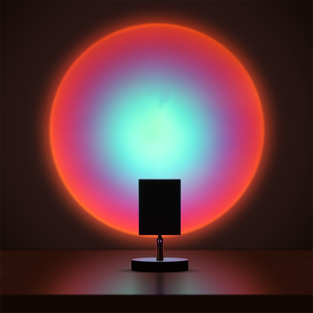 Retro Zonsondergang Projector Tafellamp | LED Licht met Kleurrijke Cirkelprojecties | Sfeerverlichting voor Elke Kamer