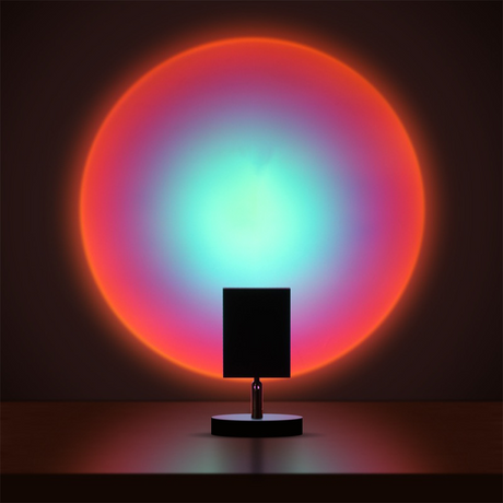 Retro Zonsondergang Projector Tafellamp | LED Licht met Kleurrijke Cirkelprojecties | Sfeerverlichting voor Elke Kamer