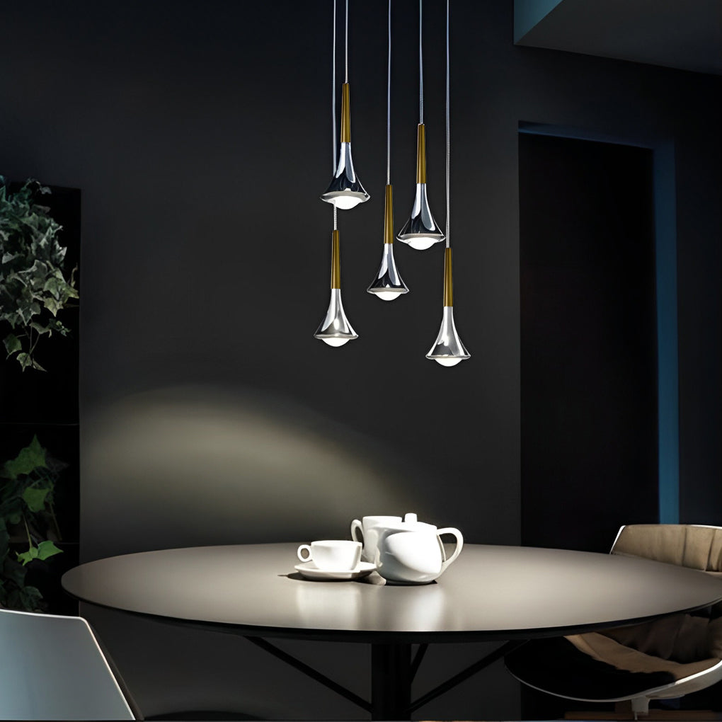 Moderne LED Hanglamp in Waterdruppelvorm – Verstelbare Metalen Kroonluchter voor Woonkamer, Slaapkamer, en Eetkamer