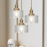 Retro Korte Cilinder Golvend Glazen Hanglamp