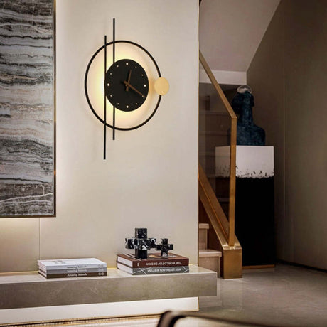 Moderne LED Wandlamp met Klok – Stijlvolle Zwarte Verlichting voor Kinderkamer, Woonkamer, en Slaapkamer