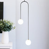 Moderne Cluster Hanglamp - Zwart/Goud Bollen met Witte Glazen LED
