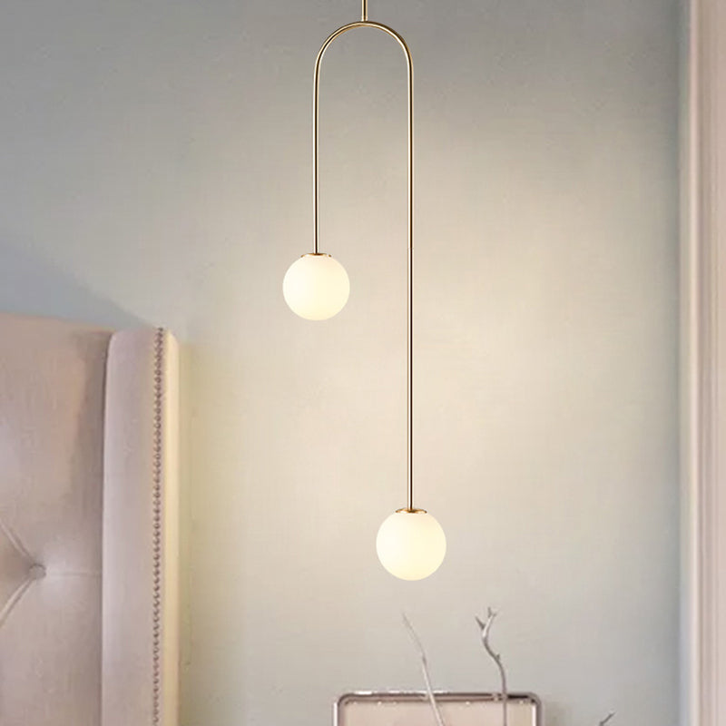 Moderne Cluster Hanglamp - Zwart/Goud Bollen met Witte Glazen LED