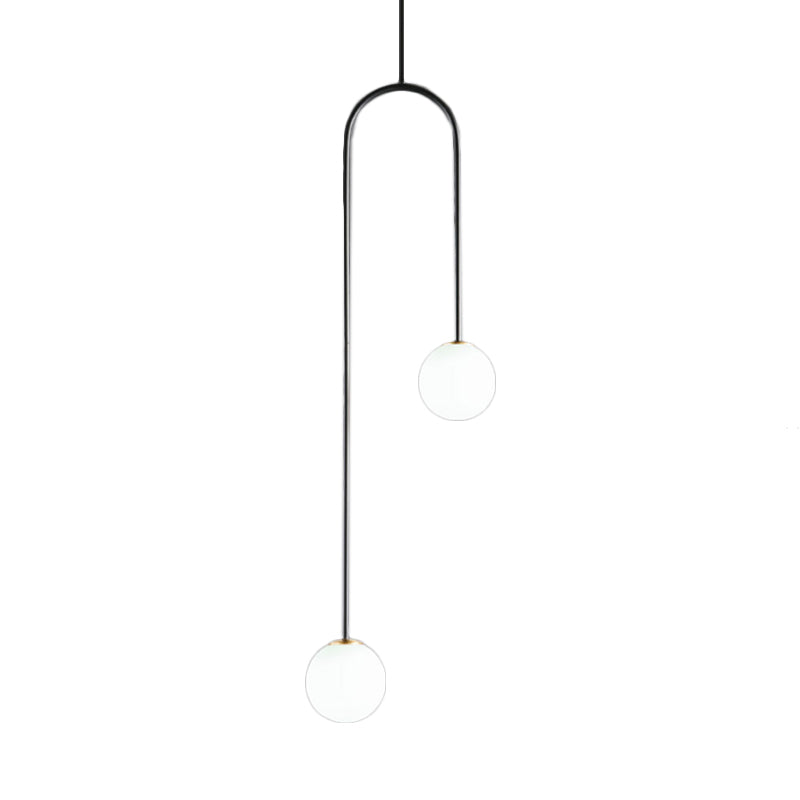 Moderne Cluster Hanglamp - Zwart/Goud Bollen met Witte Glazen LED