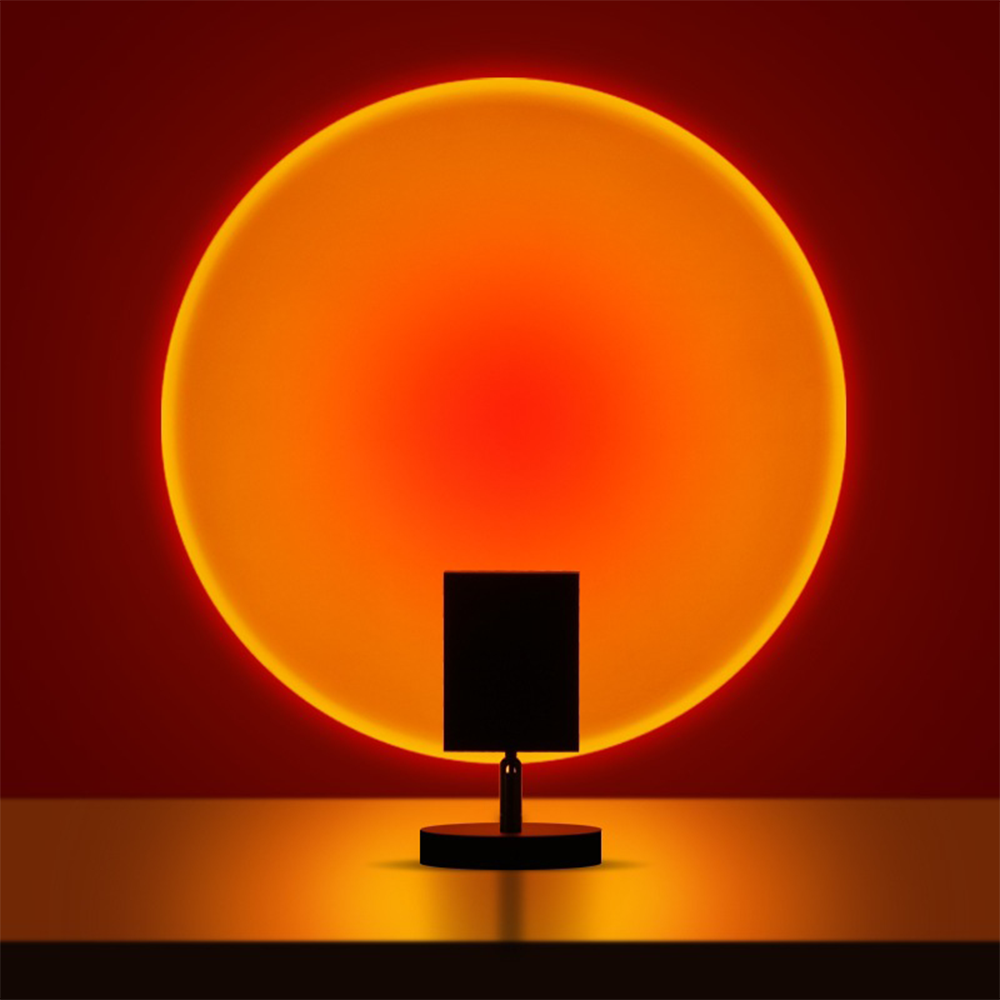 Retro Zonsondergang Projector Tafellamp | LED Licht met Kleurrijke Cirkelprojecties | Sfeerverlichting voor Elke Kamer