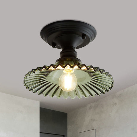 Industriële Ribbelglas Plafondlamp