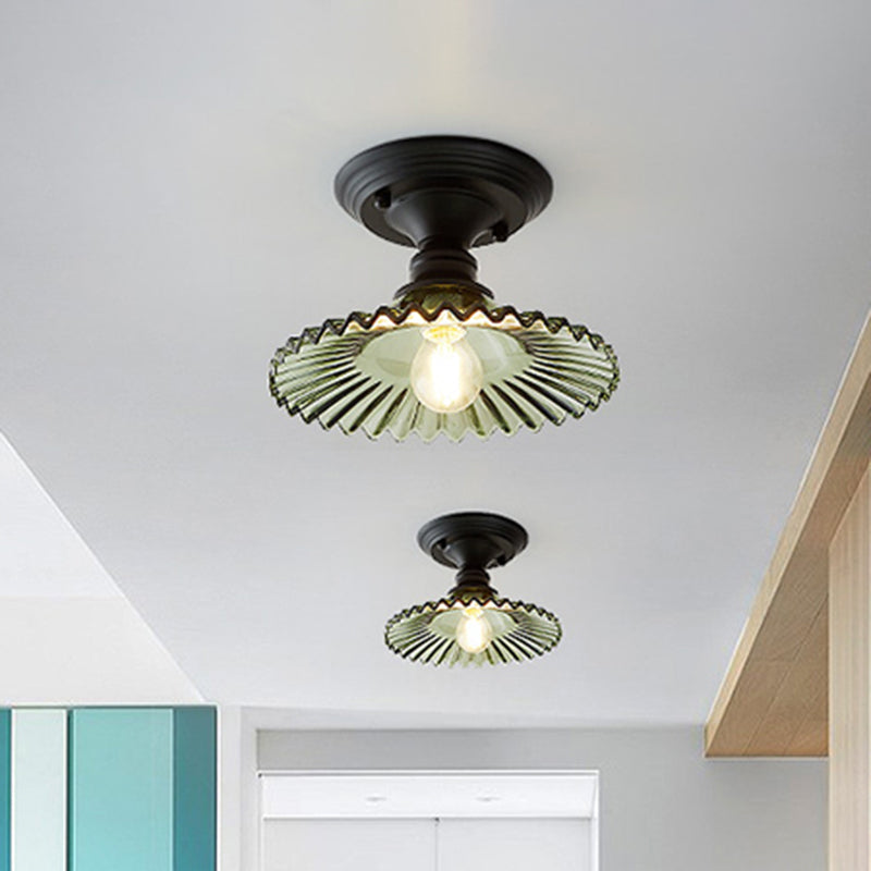 Industriële Ribbelglas Plafondlamp