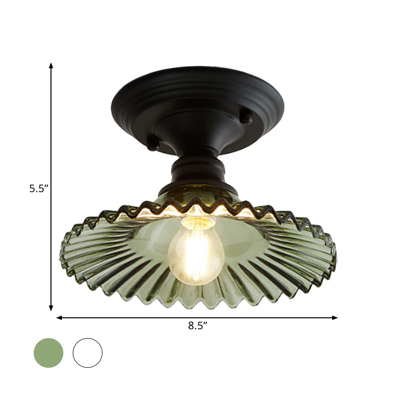 Industriële Ribbelglas Plafondlamp