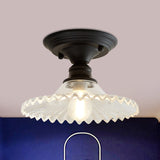 Industriële Ribbelglas Plafondlamp