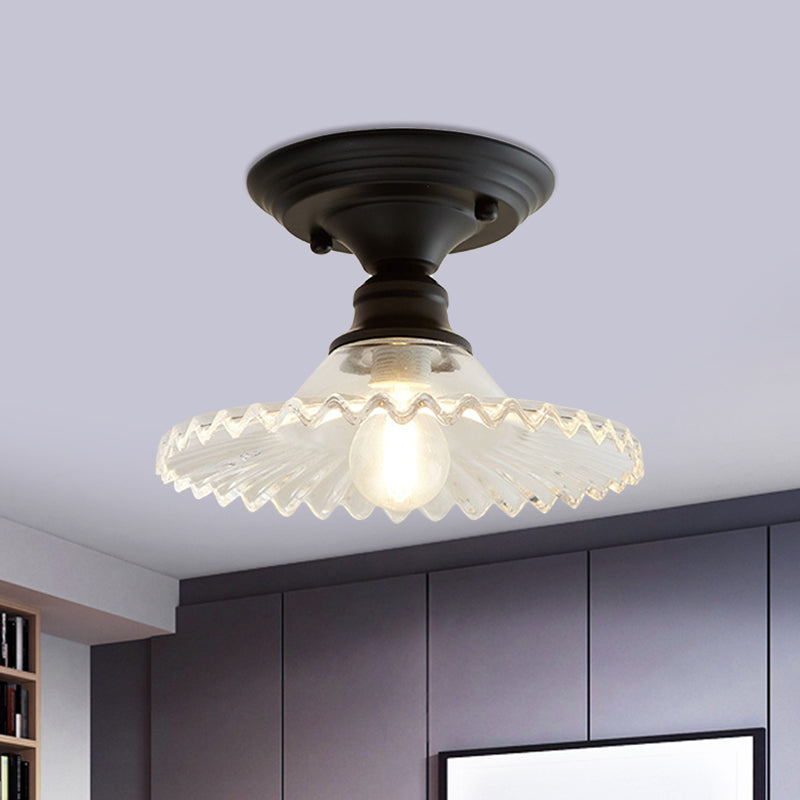 Industriële Ribbelglas Plafondlamp