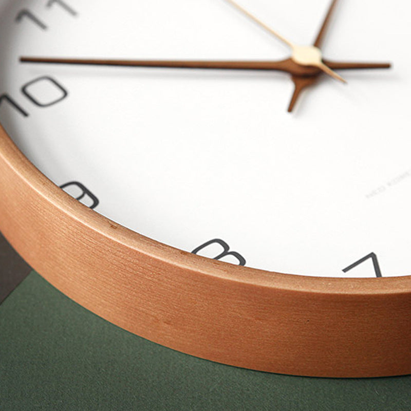 Minimalistische Houten Wandklok - Stille Analoge Klok van Massief Hout voor Woonkamer en Slaapkamer