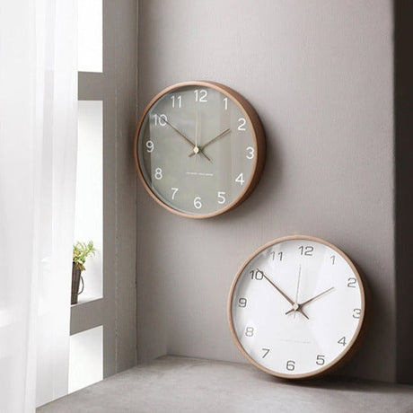 Minimalistische Houten Wandklok - Stille Analoge Klok van Massief Hout voor Woonkamer en Slaapkamer