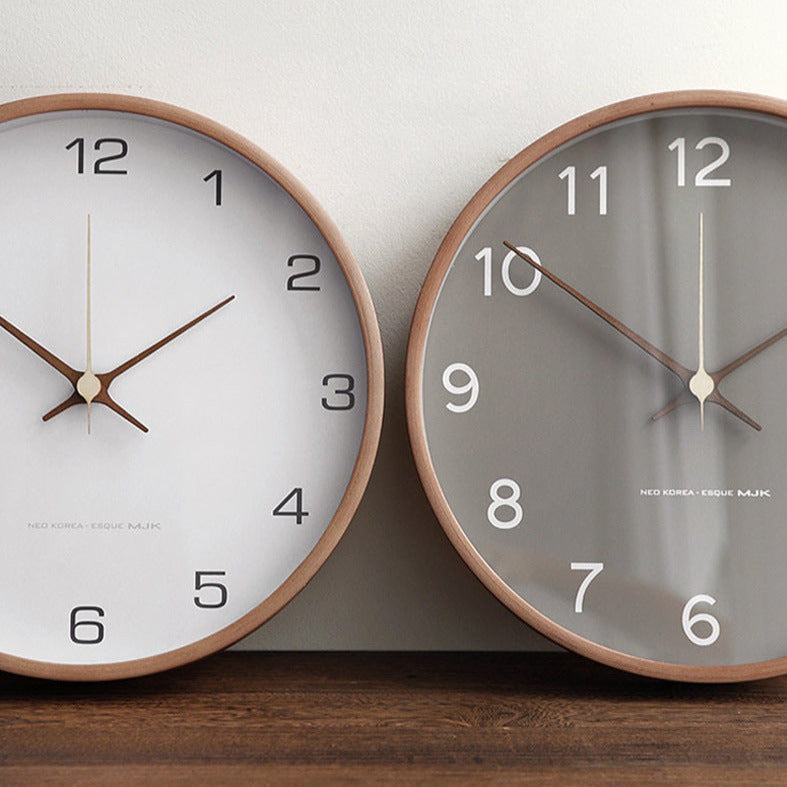 Minimalistische Houten Wandklok - Stille Analoge Klok van Massief Hout voor Woonkamer en Slaapkamer
