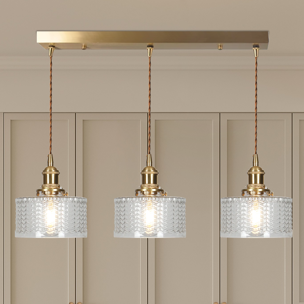 Retro Korte Cilinder Golvend Glazen Hanglamp