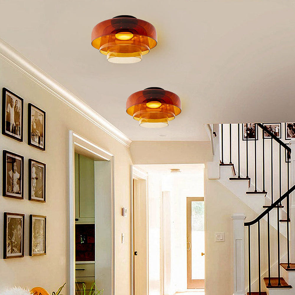 Middeleeuwse Flush Mount Glazen Plafondlamp