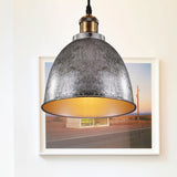 Industrieel Sfeervolle Hanglamp - Zwart/Roest Metaal - 1-Licht Dome Ontwerp met Verstelbare Ketting