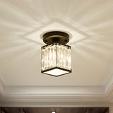 Luxe Kristallen Plafondlamp – Zwart/Goud Semi-Flush Design voor Foyers en Gangen – Elegante Verlichting