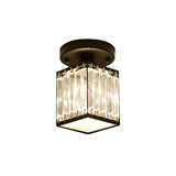 Luxe Kristallen Plafondlamp – Zwart/Goud Semi-Flush Design voor Foyers en Gangen – Elegante Verlichting