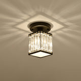 Luxe Kristallen Plafondlamp – Zwart/Goud Semi-Flush Design voor Foyers en Gangen – Elegante Verlichting