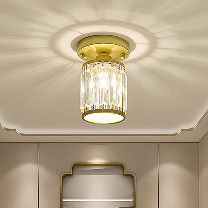 Luxe Kristallen Plafondlamp – Zwart/Goud Semi-Flush Design voor Foyers en Gangen – Elegante Verlichting
