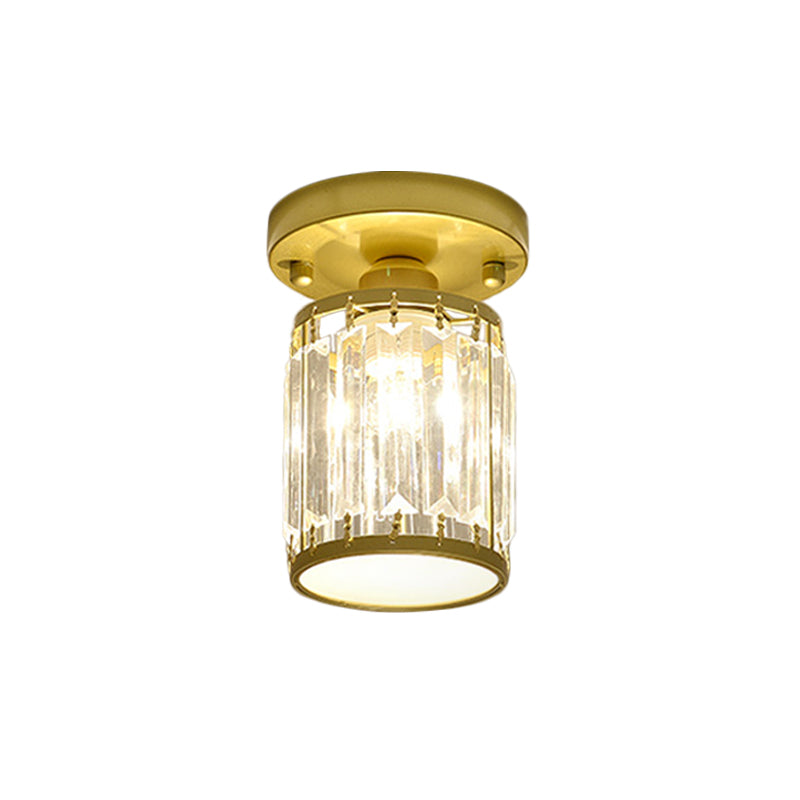 Luxe Kristallen Plafondlamp – Zwart/Goud Semi-Flush Design voor Foyers en Gangen – Elegante Verlichting