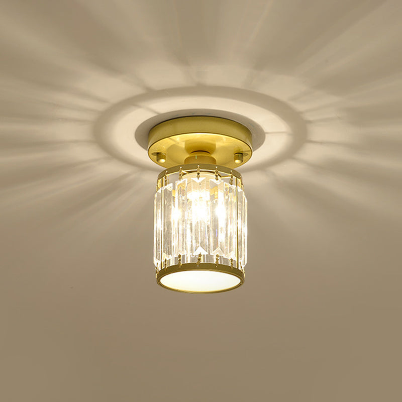 Luxe Kristallen Plafondlamp – Zwart/Goud Semi-Flush Design voor Foyers en Gangen – Elegante Verlichting