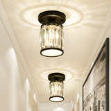 Luxe Kristallen Plafondlamp – Zwart/Goud Semi-Flush Design voor Foyers en Gangen – Elegante Verlichting