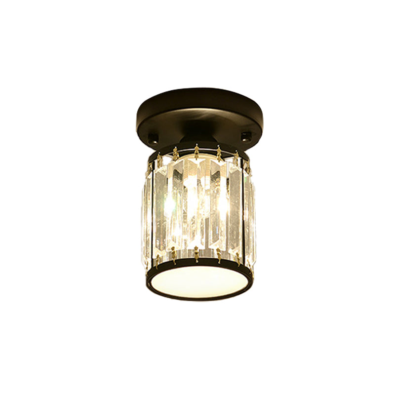 Luxe Kristallen Plafondlamp – Zwart/Goud Semi-Flush Design voor Foyers en Gangen – Elegante Verlichting