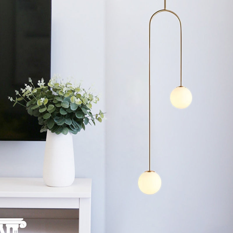 Moderne Cluster Hanglamp - Zwart/Goud Bollen met Witte Glazen LED