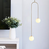 Moderne Cluster Hanglamp - Zwart/Goud Bollen met Witte Glazen LED