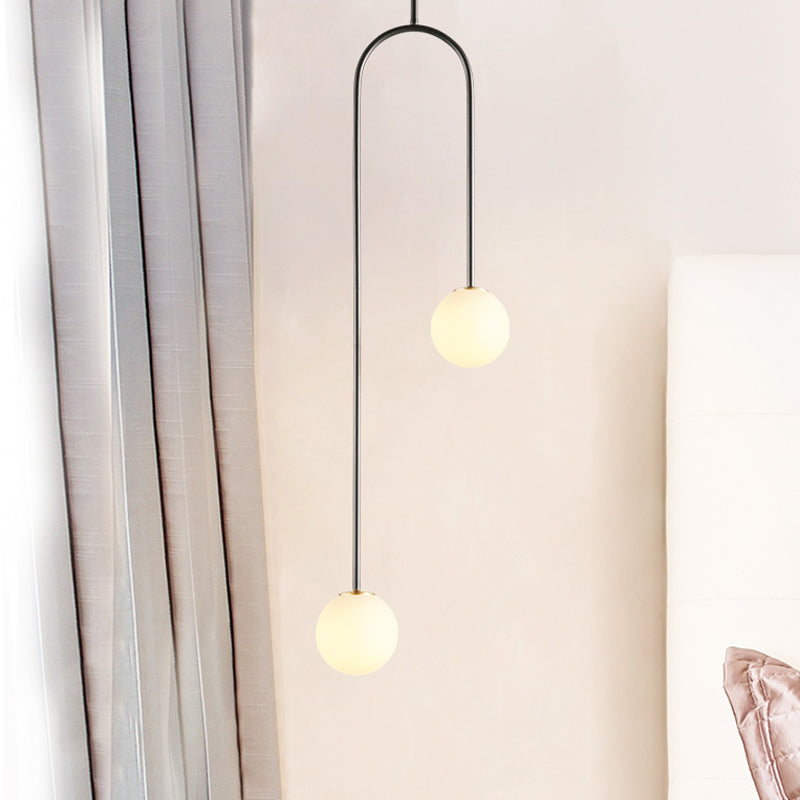 Moderne Cluster Hanglamp - Zwart/Goud Bollen met Witte Glazen LED