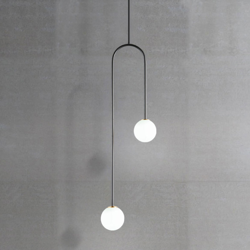 Moderne Cluster Hanglamp - Zwart/Goud Bollen met Witte Glazen LED