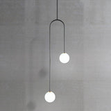 Moderne Cluster Hanglamp - Zwart/Goud Bollen met Witte Glazen LED