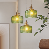 Retro Korte Cilinder Golvend Glazen Hanglamp